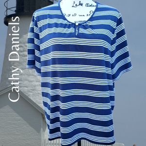 Cathy Daniels Blue & White Striped Top